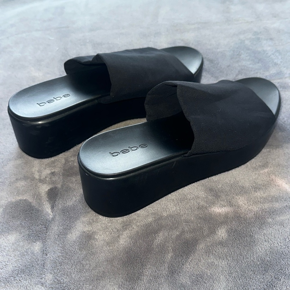 BEBE Slip On Wedge Sandal/Heel